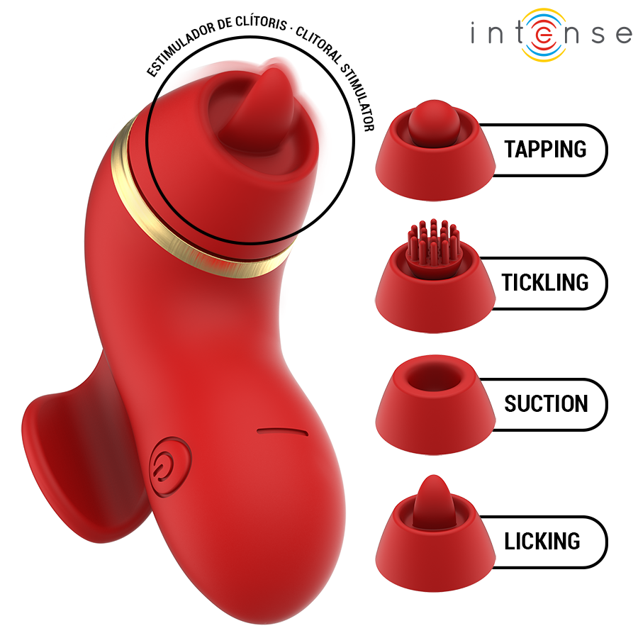 INTENSE - PATTY ESTIMULADOR CON 4 CABEZALES, SUCCIÓN, TAPPING, TICKLING Y LICKING 2 INTENSE - PATTY ESTIMULADOR CON 4 CABEZALES, SUCCIÓN, TAPPING, TICKLING Y LICKING - Imagen 2