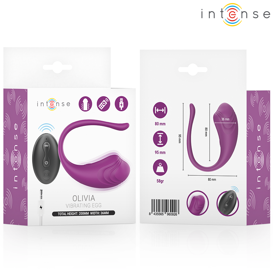 INTENSE - OLIVIA HUEVO VIBRADOR MORADO CONTROL REMOTO 3 INTENSE - OLIVIA HUEVO VIBRADOR MORADO CONTROL REMOTO - Imagen 3