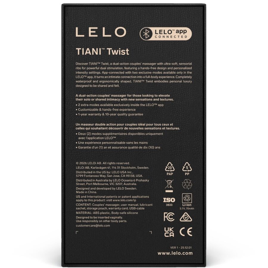 LELO - TIANI TWIST VIBRADOR PARA PAREJAS ROSA 4 LELO - TIANI TWIST VIBRADOR PARA PAREJAS ROSA - Imagen 4