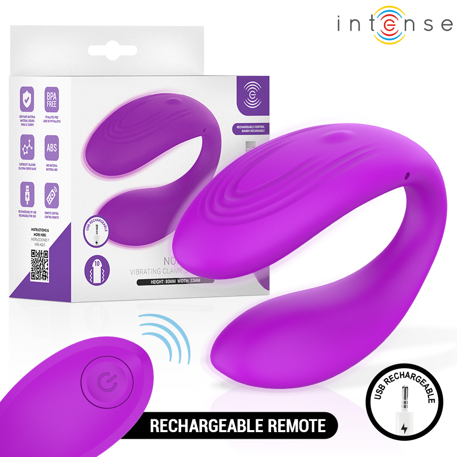 INTENSE - NORA ESTIMULADOR DE PINZA CON VIBRACIÓN MORADO · INTENSE · Vibradores control remoto