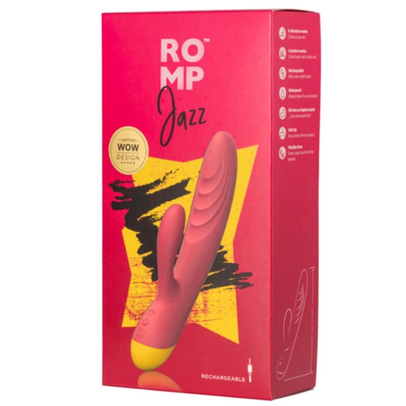 ROMP - JAZZ VIBRADOR RABBIT RECARGABLE ROJO 5 ROMP - JAZZ VIBRADOR RABBIT RECARGABLE ROJO - Imagen 5