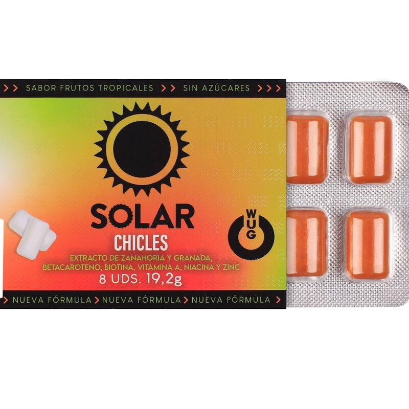 WUG solar - El chicle funcional con vitaminas y zinc sabor frutos tropicales BLISTER 8 UDS 2 WUG solar - El chicle funcional con vitaminas y zinc sabor frutos tropicales BLISTER 8 UDS - Imagen 2