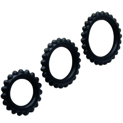 BAILE - TITAN SET 3 PCS COCK RING BLACK 2.8 + 2.4 + 1.9 CM · BAILE · Anillos sin vibración