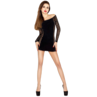 PASSION – WOMAN BS025 BODYSTOCKING ESTILO VESTIDO NEGRO TALLA ÚNICA