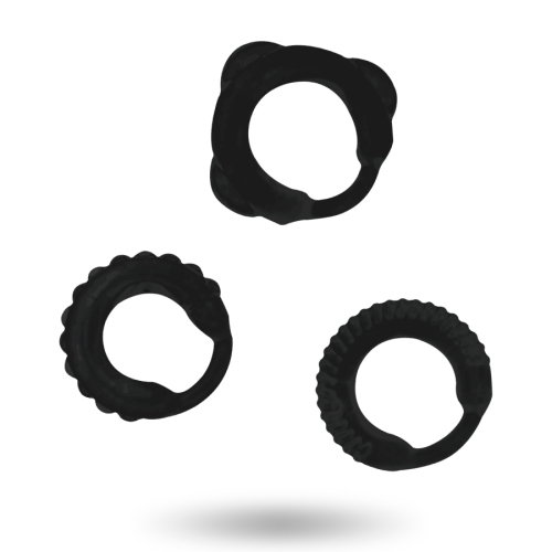 ADDICTED TOYS - SET 3 ANILLOS PENE NEGRO · ADDICTED TOYS · Anillos sin vibración