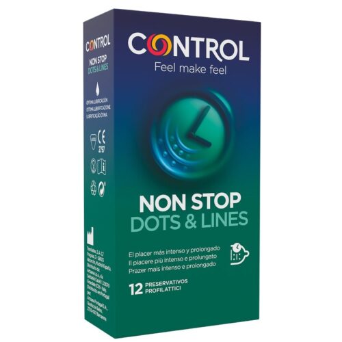 CONTROL - NONSTOP PUNTOS Y ESTRÍAS PRESERVATIVOS 12 UNIDADES · CONTROL · Cajas de 4 a 24